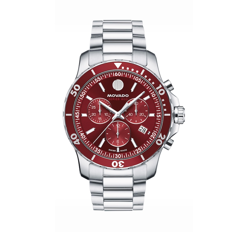 Main Image 1 of Men's Movado Series 800 Chronograph Watch with Red Sunray Dial (Model: 2600194)