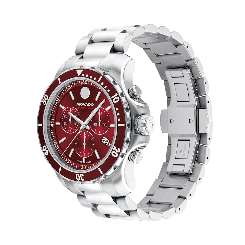 Main Image 2 of Men's Movado Series 800 Chronograph Watch with Red Sunray Dial (Model: 2600194)