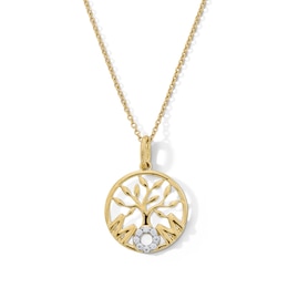 Diamond Accent "MOM" Family Tree Pendant in 10K Gold