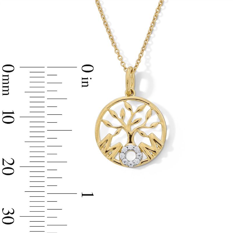 Main Image 3 of Diamond Accent "MOM" Family Tree Pendant in 10K Gold