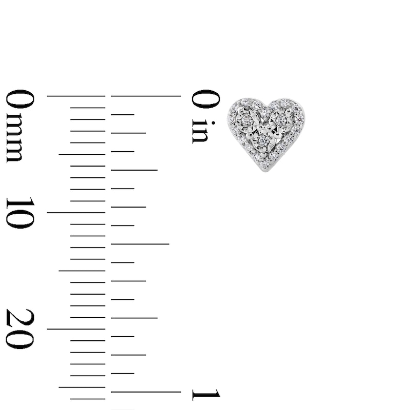Main Image 2 of 0.085 CT. T.W. Heart-Shaped Multi-Diamond Frame Stud Earrings in Sterling Silver