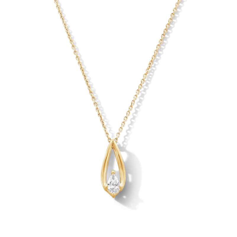 0.23 CT. Pear-Shaped Certified Lab-Grown Diamond Solitaire Teardrop Pendant in 10K Gold (F/SI2)