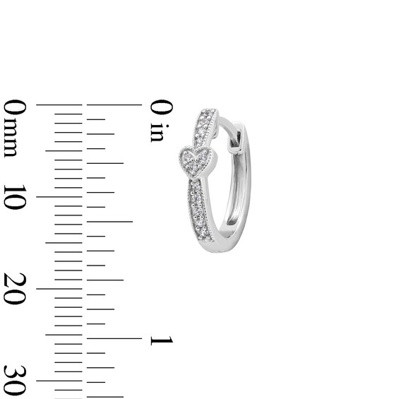 0.12 CT. T.W. Heart-Shaped Multi-Diamond Hoop Earrings in Sterling Silver