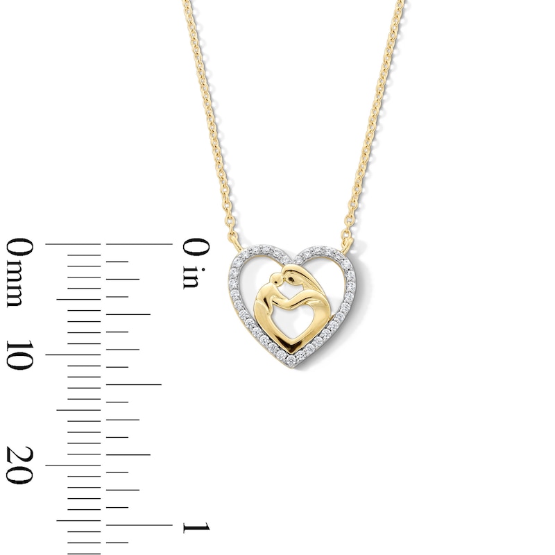 Main Image 4 of 0.085 CT. T.W. Diamond Motherly Love Heart Necklace in 10K Gold - 17"
