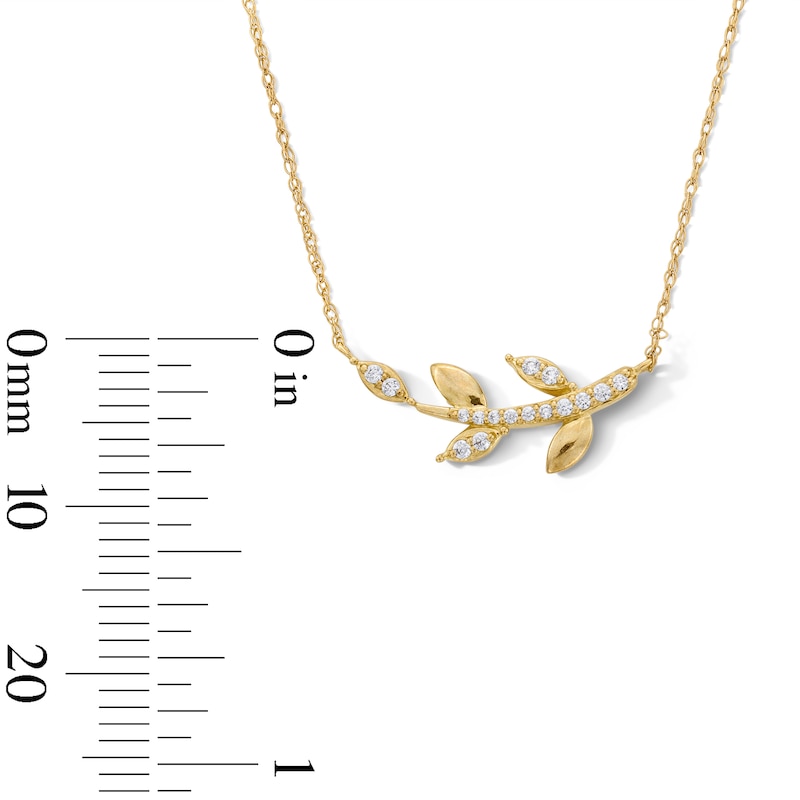 Main Image 2 of 0.04 CT. T.W. Diamond Leaf Vine Necklace in 10K Gold