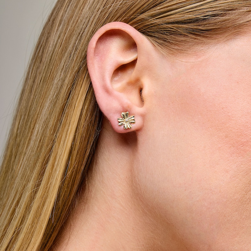 Main Image 2 of Diamond Accent Clover Stud Earrings in 10K Gold