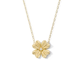 Diamond Accent Clover Necklace in 10K Gold - 17"