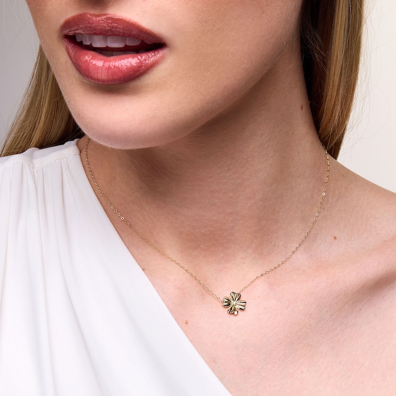 Diamond Accent Clover Necklace in 10K Gold - 17"
