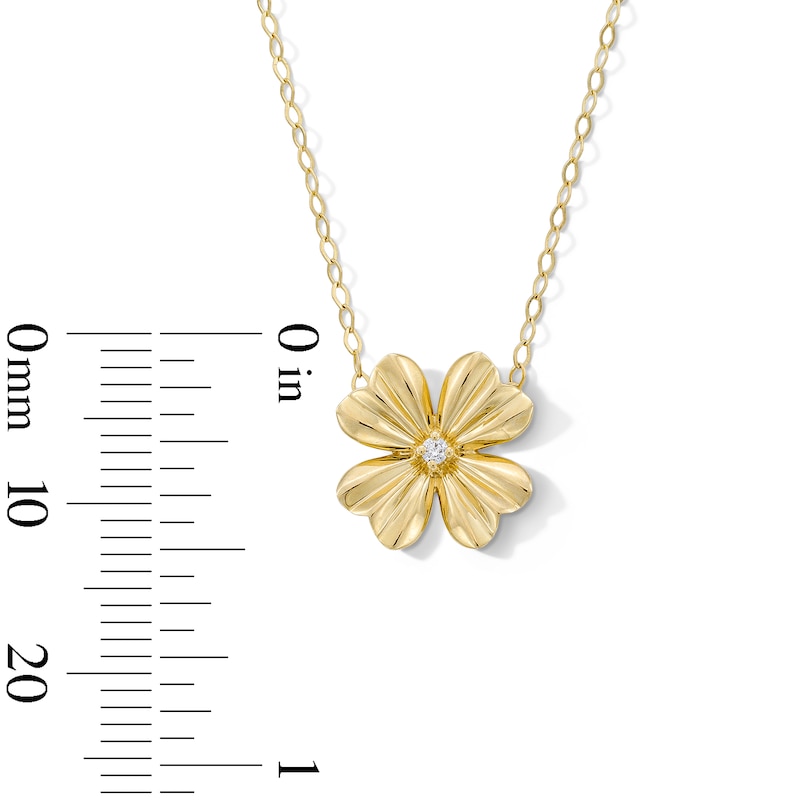 Main Image 3 of Diamond Accent Clover Necklace in 10K Gold - 17"