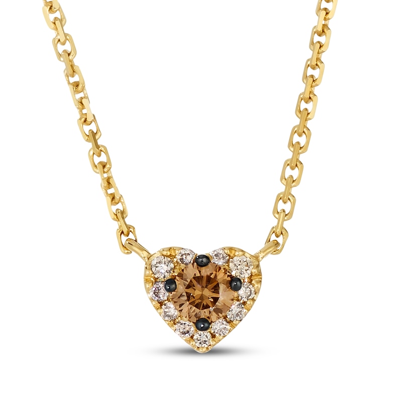 Main Image 1 of Le Vian® 0.145 CT. T.W. Chocolate Diamond® and Nude Diamond™ Heart Frame Necklace in 14K Honey Gold™ - 19"