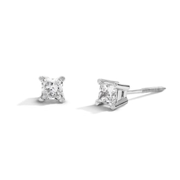 0.50 CT. T.W. Princess-Cut Certified Lab-Grown Diamond Solitaire Stud Earrings in 14K White Gold (F/SI2)