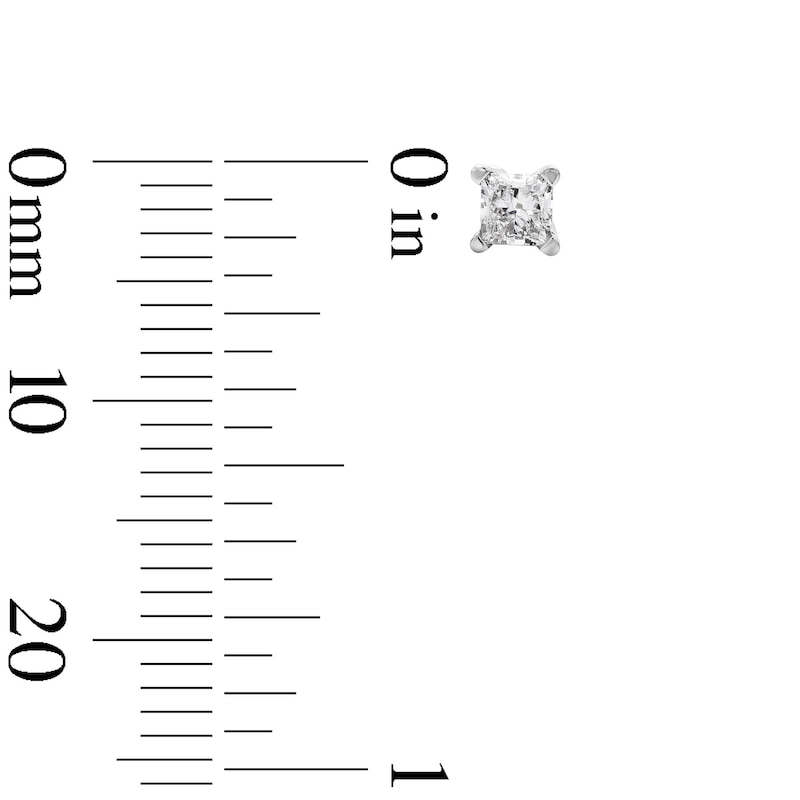 Main Image 2 of 0.50 CT. T.W. Princess-Cut Certified Lab-Grown Diamond Solitaire Stud Earrings in 14K White Gold (F/SI2)