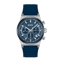 Men's Hugo Boss Candor Blue Silicone Strap Chronograph Watch with Blue Dial (Model: 1514243)