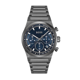 Men's Hugo Boss Candor Grey IP Chronograph Watch with Blue Dial (Model: 1514223)