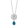 Thumbnail Image 1 of Enchanted Disney Cinderella London Blue Topaz and 0.085 CT. T.W. Diamond Rose Drop Pendant in Sterling Silver - 19"