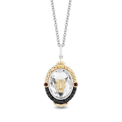 Enchanted Disney Villains Evil Queen Topaz, Garnet and Black Diamond Mirror Pendant in Sterling Silver and 14K Gold
