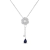 Thumbnail Image 1 of Enchanted Disney Cinderella Pear-Shaped Blue Sapphire and Diamond Rose Lariat Necklace in Sterling Silver
