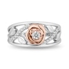 Thumbnail Image 2 of Enchanted Disney Belle 0.18 CT. T.W. Diamond Rose with Vine Band in Sterling Silver and 10K Rose Gold