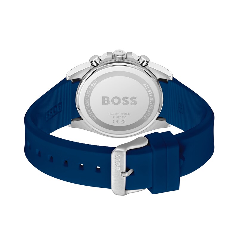 Main Image 3 of Men's Hugo Boss Strike Blue Silicone Strap Chronograph Watch with Textured Blue Dial (Model: 1514239)