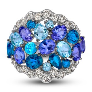 Le Vian® Blueberry Tanzanite®, Blueberry Zircon™, Blue Topaz and 0.80 CT. T.W. Nude Diamond™ Ring in 14K Vanilla Gold®
