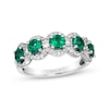 Thumbnail Image 1 of Le Vian® Costa Smeralda Emerald™ and 0.37 CT. T.W. Vanilla Diamond® Frame Five Stone Ring in Platinum - Size 7