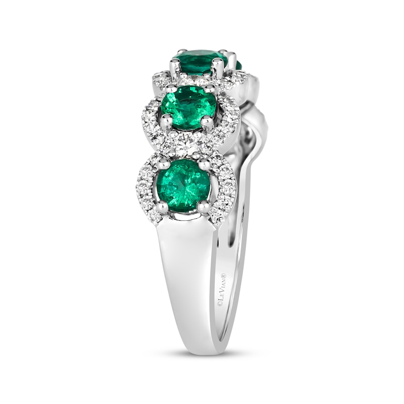 Main Image 2 of Le Vian® Costa Smeralda Emerald™ and 0.37 CT. T.W. Vanilla Diamond® Frame Five Stone Ring in Platinum - Size 7