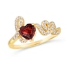 Thumbnail Image 1 of Le Vian® Heart-Shaped Pomegranate Garnet™ and 0.23 CT. T.W. Nude Diamond™ ”Love” Ring in 14K Honey Gold™ - Size 7
