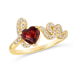 Le Vian® Heart-Shaped Pomegranate Garnet™ and 0.23 CT. T.W. Nude Diamond™ ”Love” Ring in 14K Honey Gold™ - Size 7