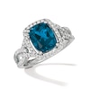 Thumbnail Image 1 of Le Vian® Cushion-Cut Deep Sea Blue Topaz™ and 0.45 CT. T.W. Diamond Frame Twist Shank Ring in 14K Vanilla Gold® - Size 7