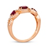 Thumbnail Image 3 of Le Vian® Oval Certified Passion Ruby™ and 0.37 CT. T.W. Nude Diamond™ Twist Frame Ring in 14K Strawberry Gold® - Size 7