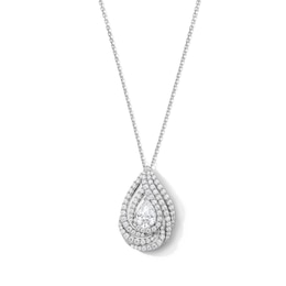 1.50 CT. T.W. Pear-Shaped Certified Lab-Grown Diamond Double Swirl Frame Pendant in 10K White Gold (F/SI2)