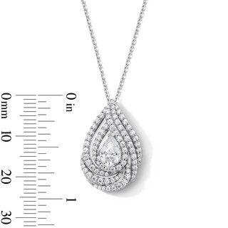 1.50 CT. T.W. Pear-Shaped Certified Lab-Created Diamond Double Swirl Frame Pendant in 10K White Gold (F/SI2)