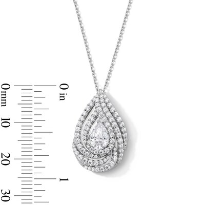 1.50 CT. T.W. Pear-Shaped Certified Lab-Created Diamond Double Swirl Frame Pendant in 10K White Gold (F/SI2)