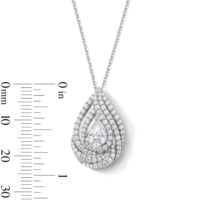 Main Image 3 of 1.50 CT. T.W. Pear-Shaped Certified Lab-Grown Diamond Double Swirl Frame Pendant in 10K White Gold (F/SI2)