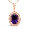 Thumbnail Image 1 of Le Vian® Oval Grape Amethyst™ and 0.085 CT. T.W. Nude Diamond™ Frame Pendant in 14K Strawberry Gold® - 20"