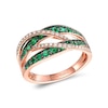 Thumbnail Image 1 of Le Vian® Costa Smeralda Emerald™ and 0.18 CT. T.W. Nude Diamond™ Crossover Ring in 14K Strawberry Gold® - Size 7
