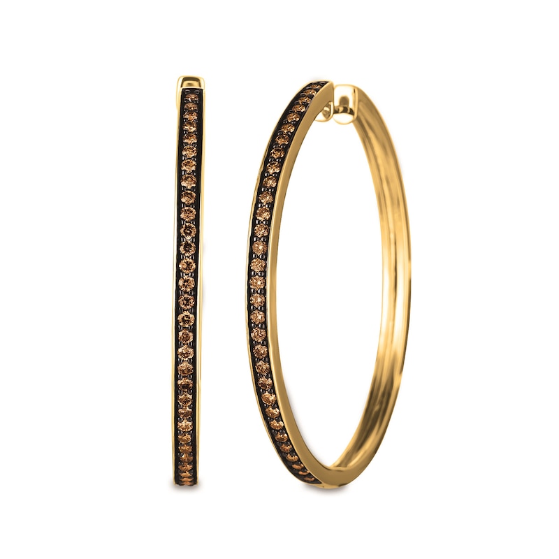 Main Image 1 of Le Vian® 0.95 CT. T.W. Chocolate Diamond® Hoop Earrings in 14K Honey Gold™