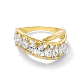 1.50 CT. T.W. Marquise-Cut Certified Lab-Grown Diamond Nine Stone Crossover Ring in 10K Gold (F/SI2)
