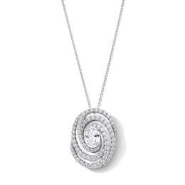 1.50 CT. T.W. Oval Certified Lab-Grown Diamond Triple Swirl Frame Pendant in 10K White Gold (F/SI2)