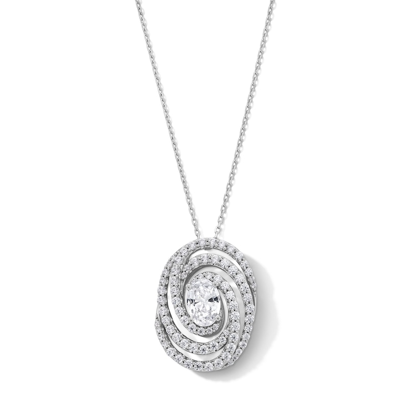 Main Image 1 of 1.50 CT. T.W. Oval Certified Lab-Grown Diamond Triple Swirl Frame Pendant in 10K White Gold (F/SI2)