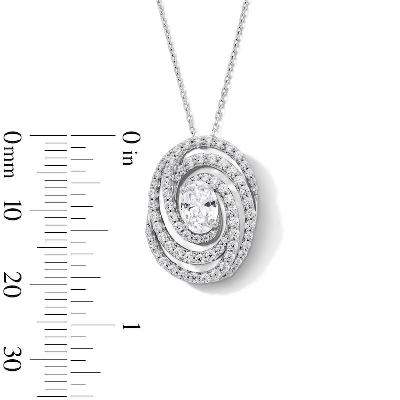 Main Image 3 of 1.50 CT. T.W. Oval Certified Lab-Grown Diamond Triple Swirl Frame Pendant in 10K White Gold (F/SI2)