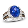 Thumbnail Image 1 of Le Vian® Oval Blueberry Tanzanite® and 0.95 CT. T.W. Diamond Frame Triple Row Ring in 14K Vanilla Gold® - Size 7