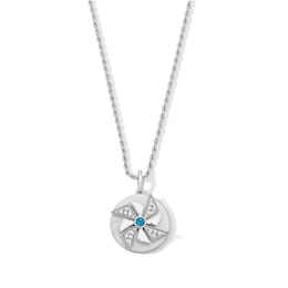 Limor Mindful Jewellery Elements Air London Blue Topaz and 0.04 CT. T.W. Diamond Pendant in Sterling Silver
