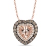 Thumbnail Image 1 of Le Vian® Heart-Shaped Peach Morganite™ and 0.45 CT. T.W. Diamond Double Frame Pendant in 14K Strawberry Gold® - 19"
