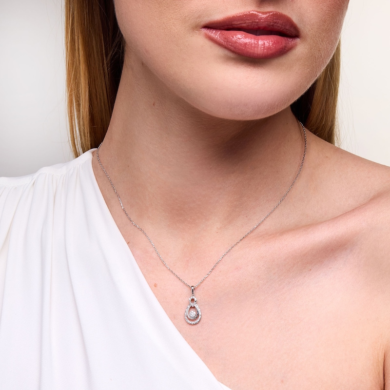 0.145 CT. T.W. Multi-Diamond Double Teardrop Pendant in Sterling Silver