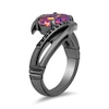 Thumbnail Image 2 of Enchanted Disney Villains Maleficent Purple Lab-Created Opal and 0.145 CT. T.W. Diamond Bypass Ring in Sterling Silver