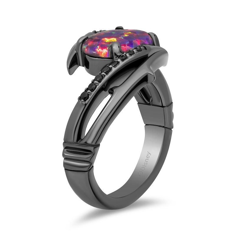 Main Image 2 of Enchanted Disney Villains Maleficent Purple Lab-Created Opal and 0.145 CT. T.W. Diamond Bypass Ring in Sterling Silver