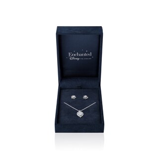 Enchanted Disney Cinderella Lab-Created Opal and Diamond Accent Pendant and Stud Earrings Set in Sterling Silver