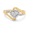 Thumbnail Image 1 of 0.20 CT. T.W. Heart-Shaped Multi-Diamond Frame Bypass Shank Promise Ring in Sterling Silver with 10K Gold Plate