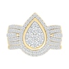 Thumbnail Image 1 of 1.23 CT. T.W. Pear-Shaped Multi-Diamond Frame Multi-Row Shank Bridal Set in 10K Gold